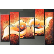 Multi-Panels Lily Flower Painting By Oil Handpainted